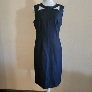 Calvin Klein Women's Blue Sleeveless Cutout Detail Sheath Dress Sz 12